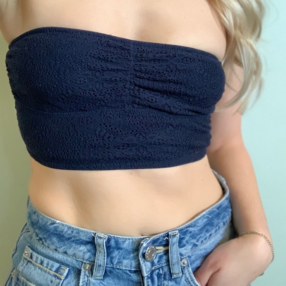 Small, Abercrombie & Fitch, navy blue bandeau bra